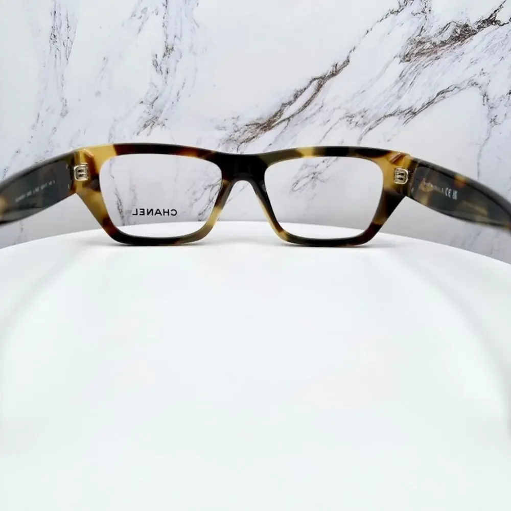 New CHANEL Eyeglasses Brown Gold Chain CC Rectangle 52mm Rx-able - Picture 14 of 16